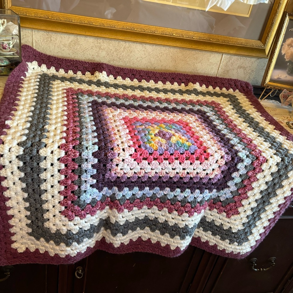 NEW Handmade BABY blanket or GRANDMA lap cover throw afghan 34-36” Squar…